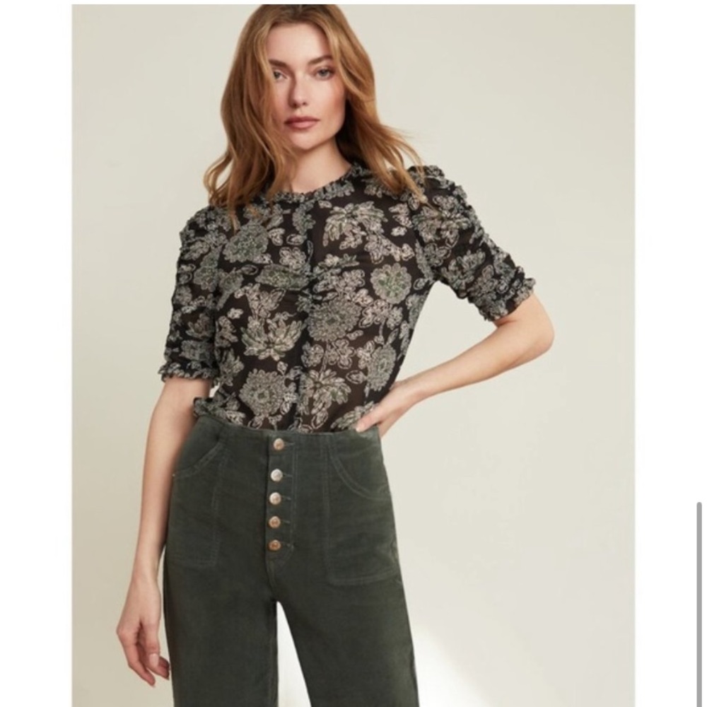 Veronica Beard 100% Silk Natuka Floral Blouse Top Sz 4
